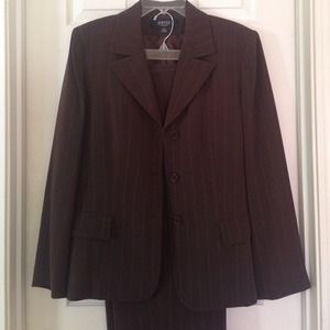 Brown pinstripe suit