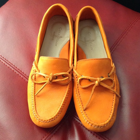 Orange Cole Haan moccasin