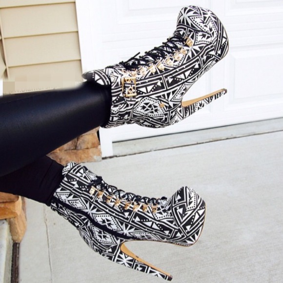 Aztec print heels