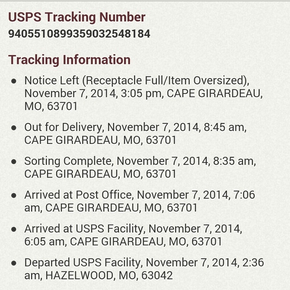 Tracking info