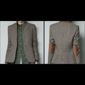Zara Wool Blazer with Leather Elbow Patches