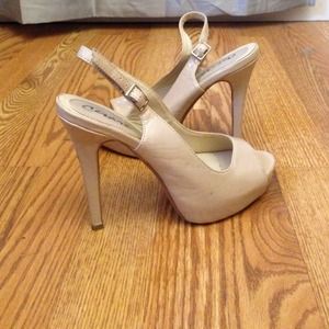 Nude sling back heels