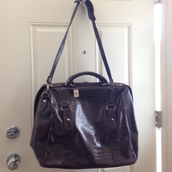 XL night bag with faux croc skin