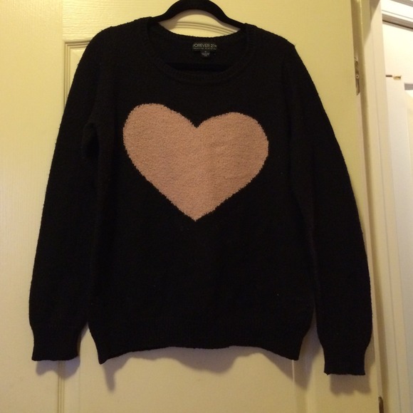 Black sweater with pink heart