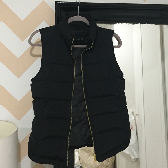 Talbots black with gold zipper vest