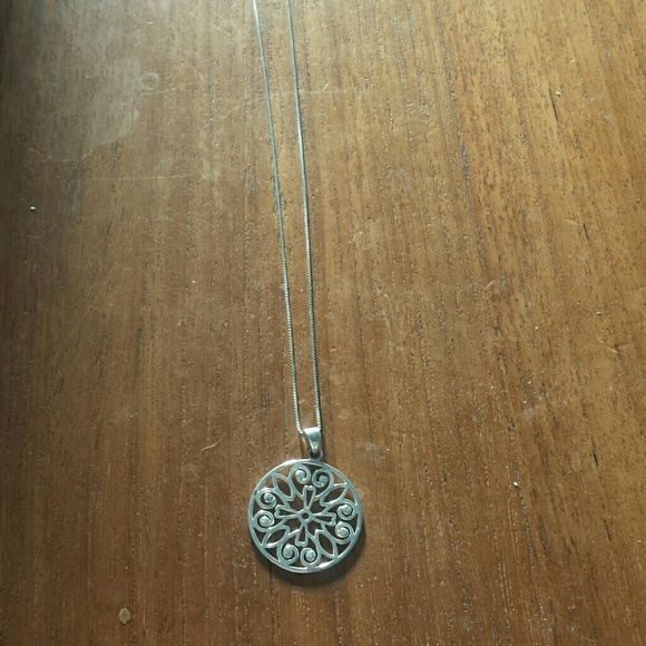Sterling silver necklace with patterned pendant