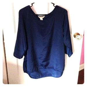 Fun & Flirt navy blue silk-like top