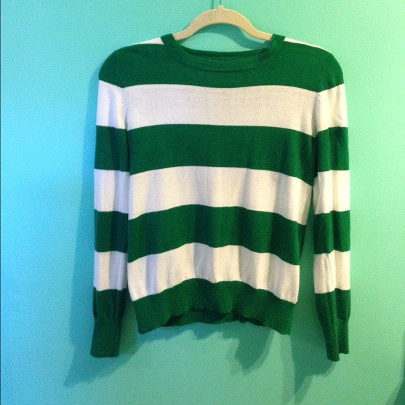 Forever 21 Green and White Striped Sweater