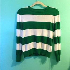 Forever 21 Green and White Striped Sweater