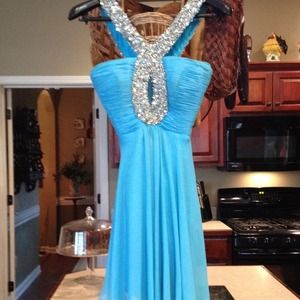 Alisha Hill turquoise blue short formal