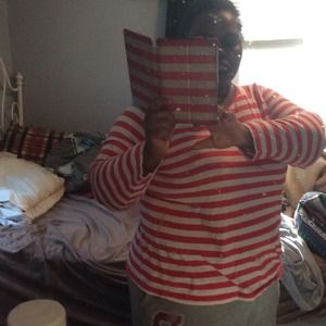Plus size red and white stripped long sleeve shirt