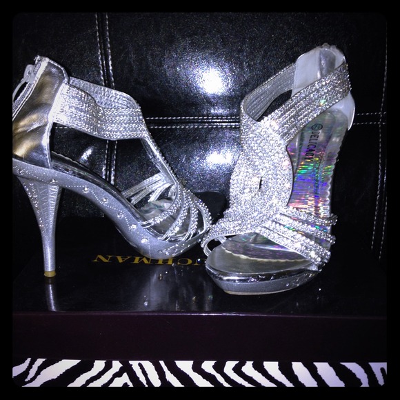Jazzy silver rhinestone heels