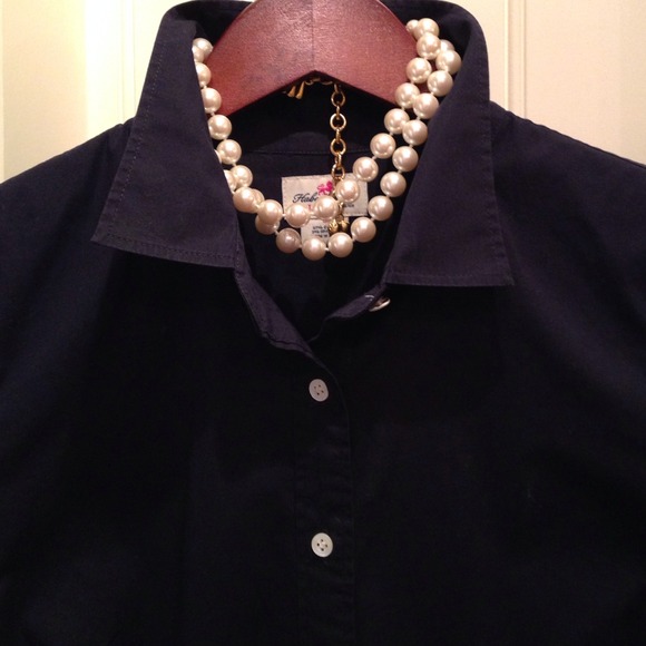 J Crew navy blue blouse.