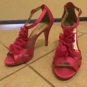 Style & Co. - bright pink ruffle strap heels