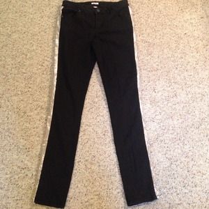 Black denim jegging with silver sequin detail