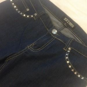 Express Blue Jeans with Rhinestones in pockets