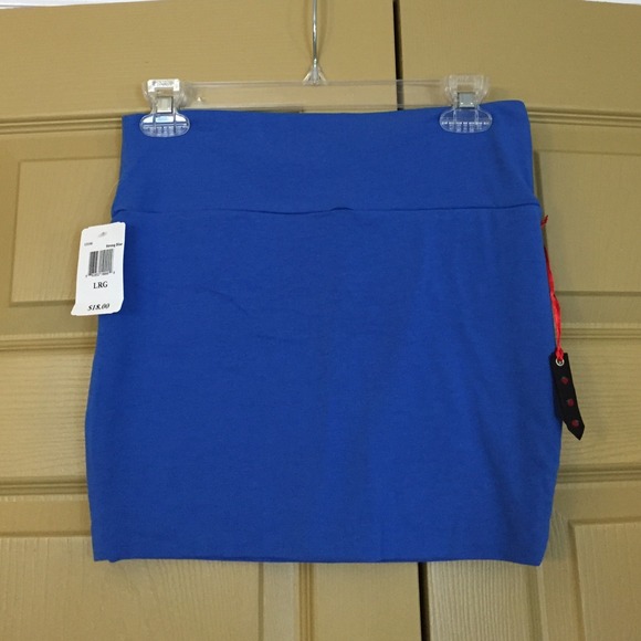 Casual Blue Cotton/Spandex Skirt