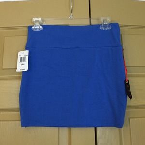 Casual Blue Cotton/Spandex Skirt