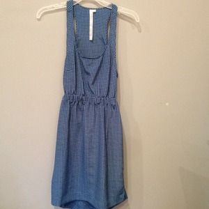 Blue and black plaid key hole dress