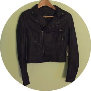 NWT black leather jacket medium