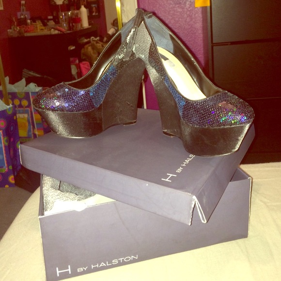 H by Halston Shoes - Wedge Heels, multicolored sequence