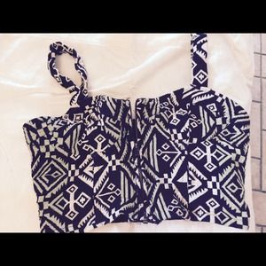 Tribal Zip Up Crop Top