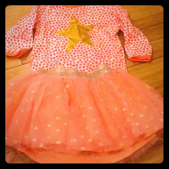 Glitter long sleeve & gold polka dot tutu!