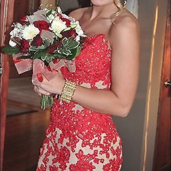 Sherri Hill Dresses & Skirts - SOLD Sherri Hill red and nude prom dress