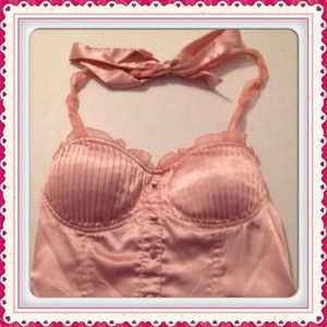Pink satiny halter top