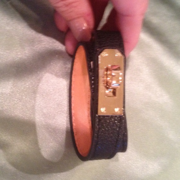 Black leather wrap bracelet