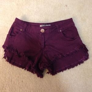 Plum colored jean shorts