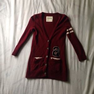 Maroon colored Abercrombie cardigan