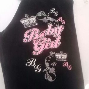 'Baby girl' black velvet feeling capri.