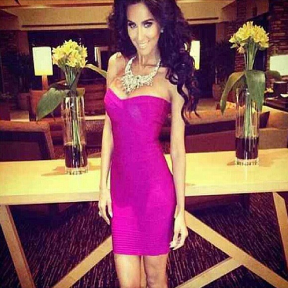 Herve Leger Inspired Purple Strapless Bandage Dres