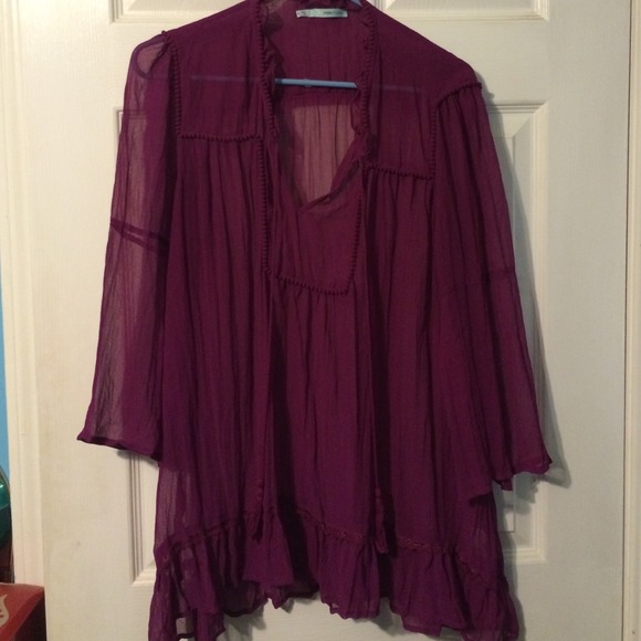 Shear tie front blouse