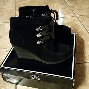 Black Suede wedge booties