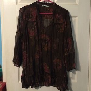 Brown with pink and gold accents