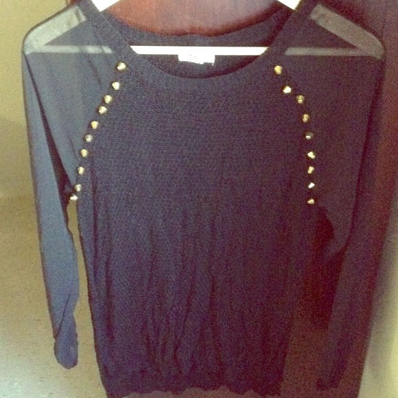 Black sweater like with gold stones and black mesh