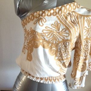 Gold and white top