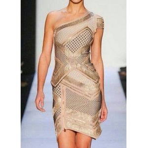 Herve Leger Inspired Two Piece Gold Bandage Dress