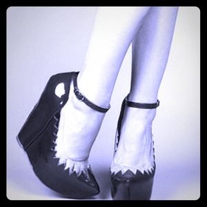 Patent leather wedges