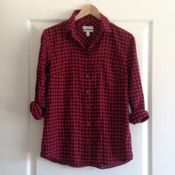 J. Crew Tops - JCREW Buffalo check crinkle boy shirt SOLD OUT 6 S