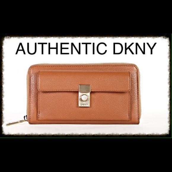 NEW DKNY SOFT LEATHER ZIP AROUND WALLET. ORANGE - Picture 1 of 1