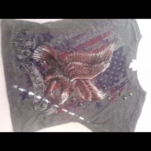 Grey see through American flag with eagle