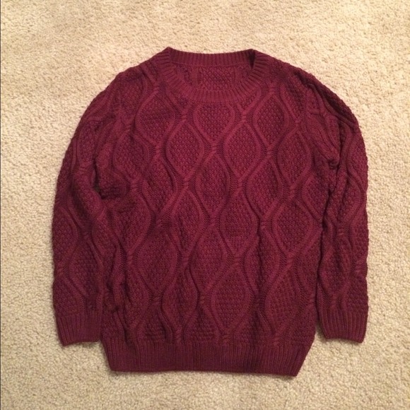 NEW SheInside Burgundy Maroon Chunky Knit Sweater