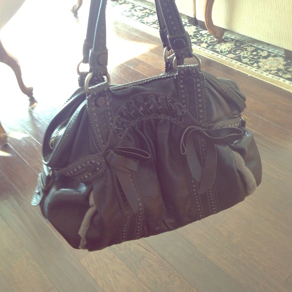 Lockheart black and grey leather hobo purse