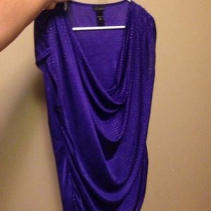 Low cut cobalt top with gold beading