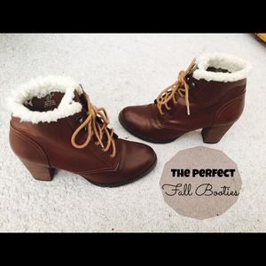 Brown Lace-up Booties