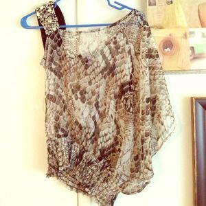 Sheer off the shoulder snake print top!