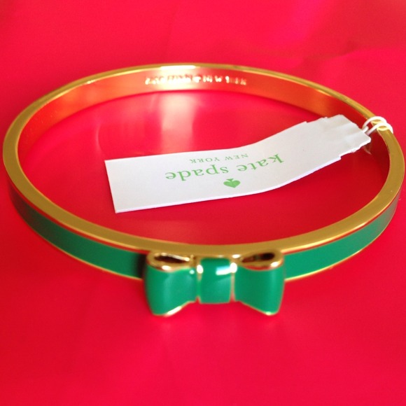 NWT Authentic Green Kate Spade Bow Bangles - Picture 1 of 1